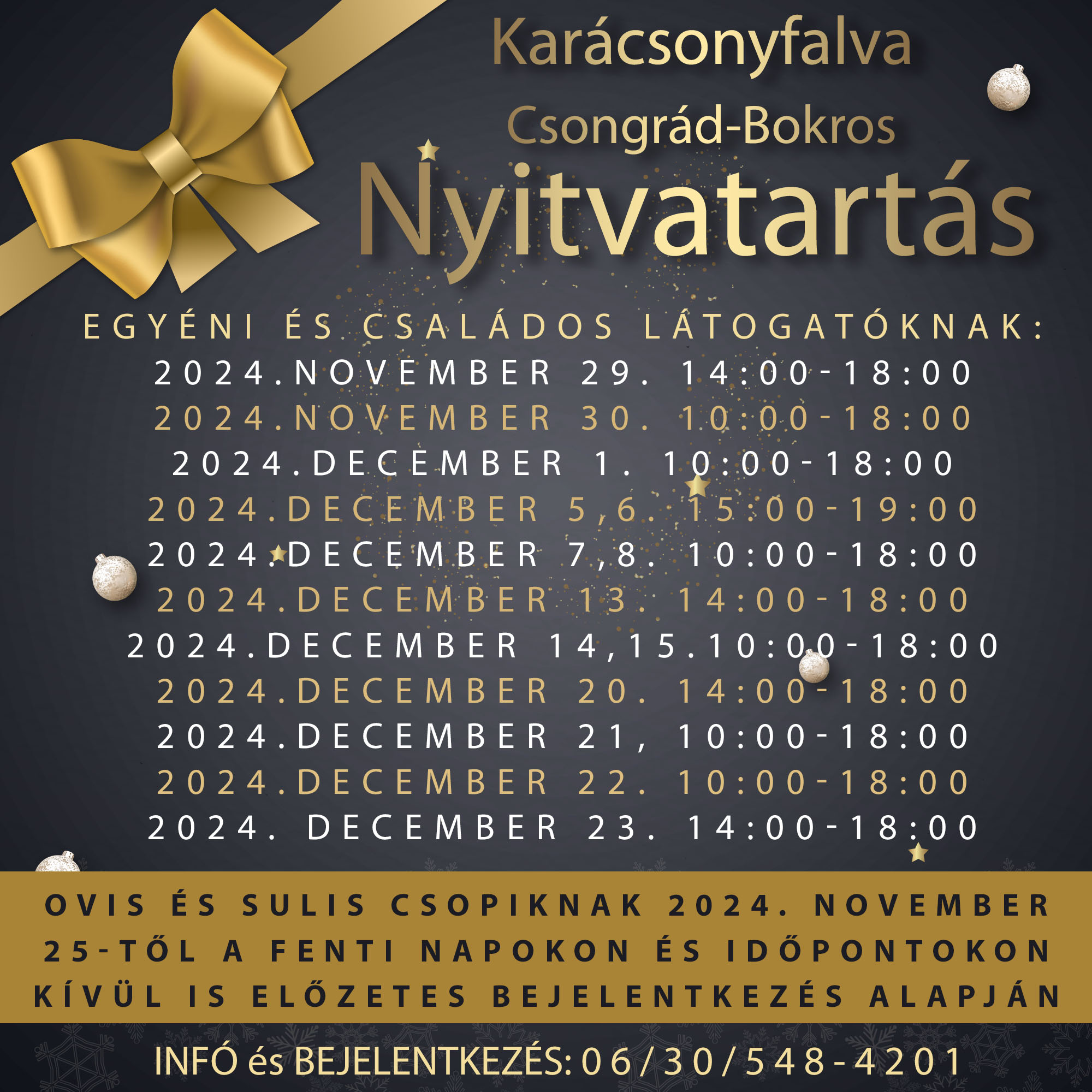 Karácsonyfalva nyitvatartás